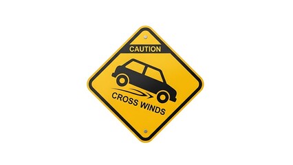 Caution cross winds road sign warning drivers of potential hazards