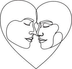 Minimal couple face line art, abstract love concept