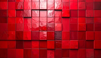 Heart shape formed by red tiles in grid pattern