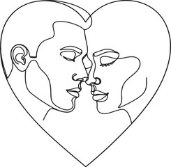 Minimal couple face line art, abstract love concept