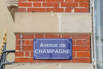 Avenue de Champagne street sign displaying Epernay heritage