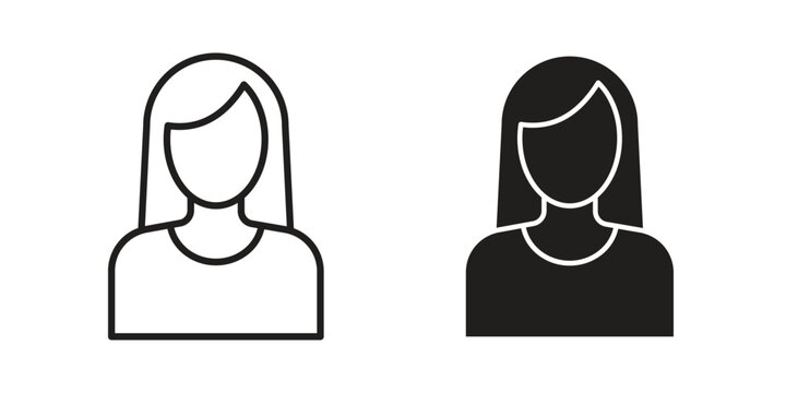 Woman icon flat simple icon. Liner version - stock vector.