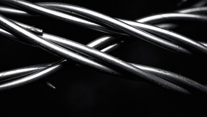 Close-Up of Sharp Barbed Wire on Dark Background