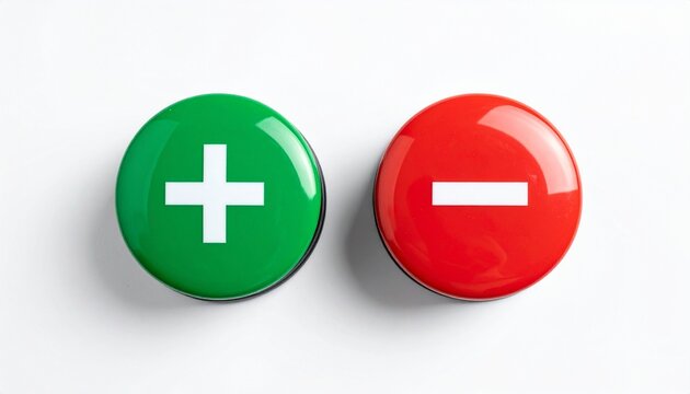Green plus and red minus buttons on white background