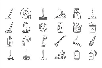 Obraz premium Vacuum and Floor Cleaning Icons for Modern UI Design