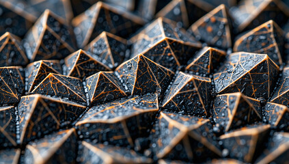 Close-up of Geometric Pattern with Dark Blue and Copper Accents