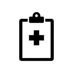 Fototapeta premium Medical Clipboard with Health Cross Symbol Icon on Black Background