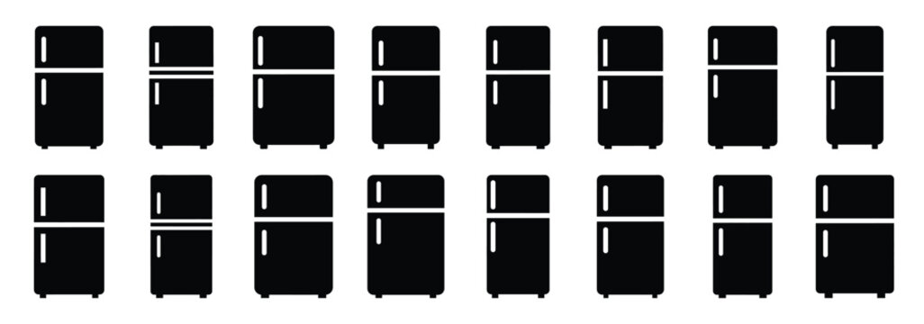 fridge appliance silhouette icon set