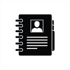 Simple contact book or address book icon in grayscale style