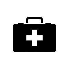 Obraz premium Simple First Aid Kit Outline Icon on Black Background for Medical and Healthcare Design