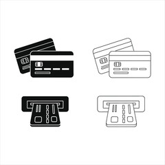 Illustrator Banking Icon Depicting Credit Card And Atm Transactions