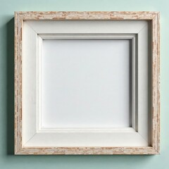Empty instant photo frame, weathered white wood , grungy, vintage, scrapbooking
