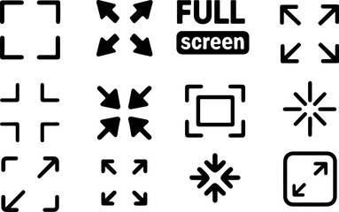 Fullscreen Expand Collapse Icons Set Zoom Resize Interface Symbols