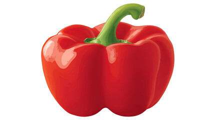 A vibrant, glossy, red bell pepper with a green stem against a black background