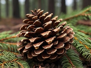 pine cones on a branch.