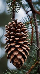 pine cones on a branch.