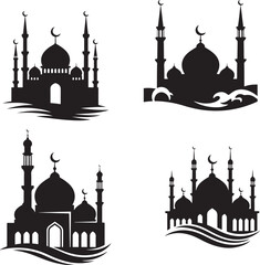 taj mahal vector illustration set
