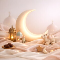 Serene moonlit night scene with decorative elements