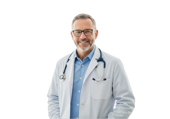 Fototapeta premium Smiling doctor portrait isolated on transparent background