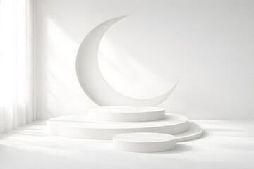 Elegant crescent moon display