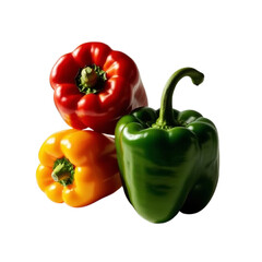 Fresh Colorful Bell Peppers Isolated on transparent background.