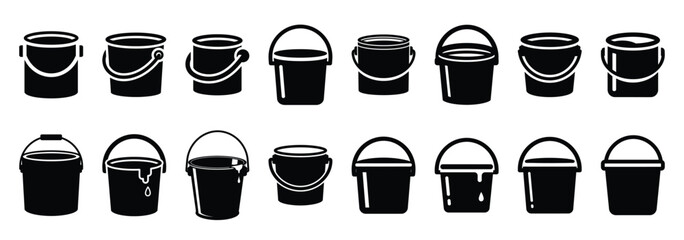 paint bucket silhouette icon set © Poli