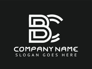 BC or CB initial letter logo design vector with balck background