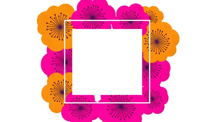 Decorative floral square frame isolated on transparent background