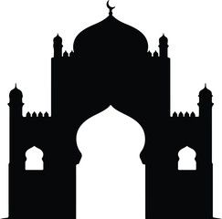 Silhouette of an ornate mosque with domes and minarets Vector Illustration © Nasima
