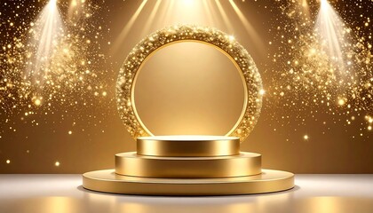 Festive and shining stage as product display. Texture background with copy space