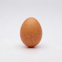 Brown speckled egg on plain white background for food or animal concepts