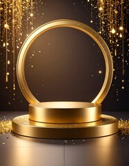 Festive and shining stage as product display. Texture background with copy space