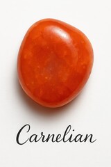 Encyclopedic mineral reference image of smooth carnelian pebble