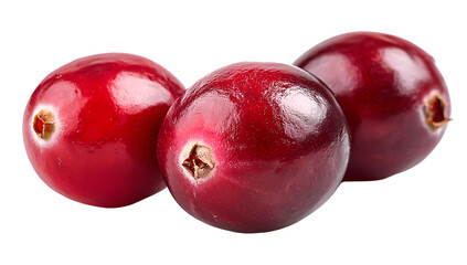 Three vibrant, ripe, red berries, with textured skin, isolated on a black background