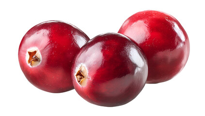 Close-up of three ripe, glossy red berries arranged on a black background