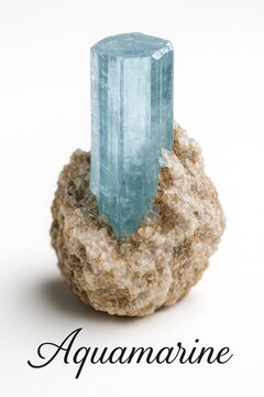 Aquamarine crystal showing hexagonal form and vertical growth striations