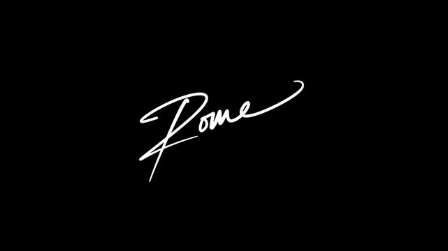 Rome handwritten city name lettering animation in two signature style with elegant cursive script and smooth stroke animation
