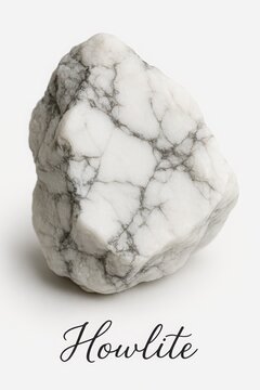 Natural white howlite mineral specimen with grey veining
