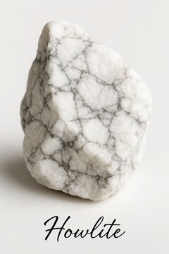Macro photography of porous white howlite gemstone rough