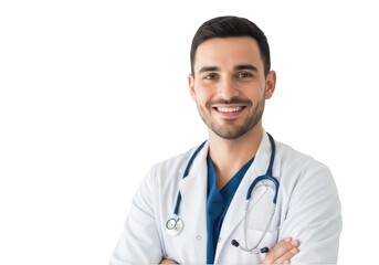 Smiling doctor portrait isolated on transparent background
