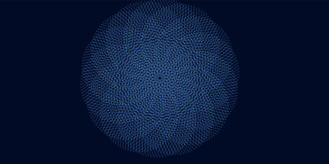 Blue abstract background with glowing circles. Swirl circular lines pattern. Geometric spiral. Twirl element. Modern graphic design. Futuristic technology concept.