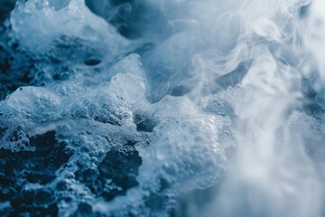 Obraz premium Smoke rising from melting ice creates a beautiful abstract image
