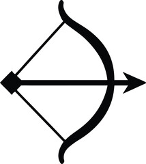 Bow and arrow silhouette vector art illustration and minimal black and white design
