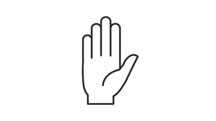 Obraz premium Outline of an open human hand with palm facing forward, isolated white background.