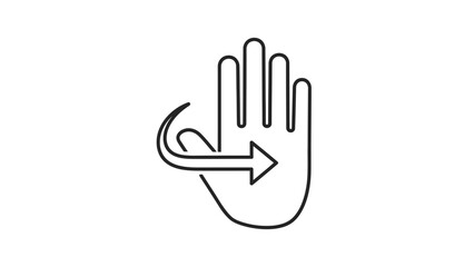 Fototapeta premium Hand with Arrow Indicating Swipe Gesture, Turn Motion, Isolated White Background.