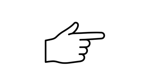 Hand pointing finger to the right, isolated white background.