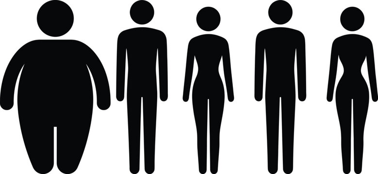 Human figures representing different body types