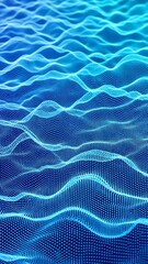 Blue Digital Waves Abstract 3D Mesh Network Flow.