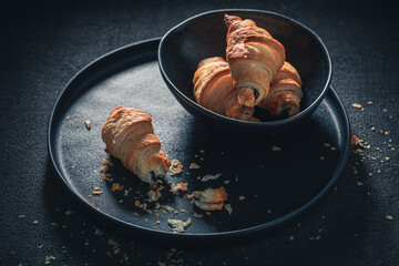 Traditionally and tasty croissants as popular snack in France.