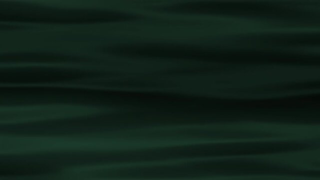Abstract deep emerald green background with flowing, smooth waves and soft fabric-like ripples creating a mysterious and elegant textured surface perfect for design concepts